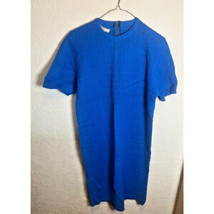 Vintage Terry Turner 60s/70s Sweater Cable Knit Dress Blue Large